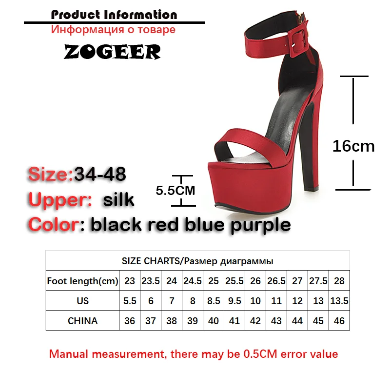 Red 16cm High Heels Platform Summer Women Sandals Sexy Blue Silk Flip Flops Straps Party Wedding Evening Shoes Ladies Large Size