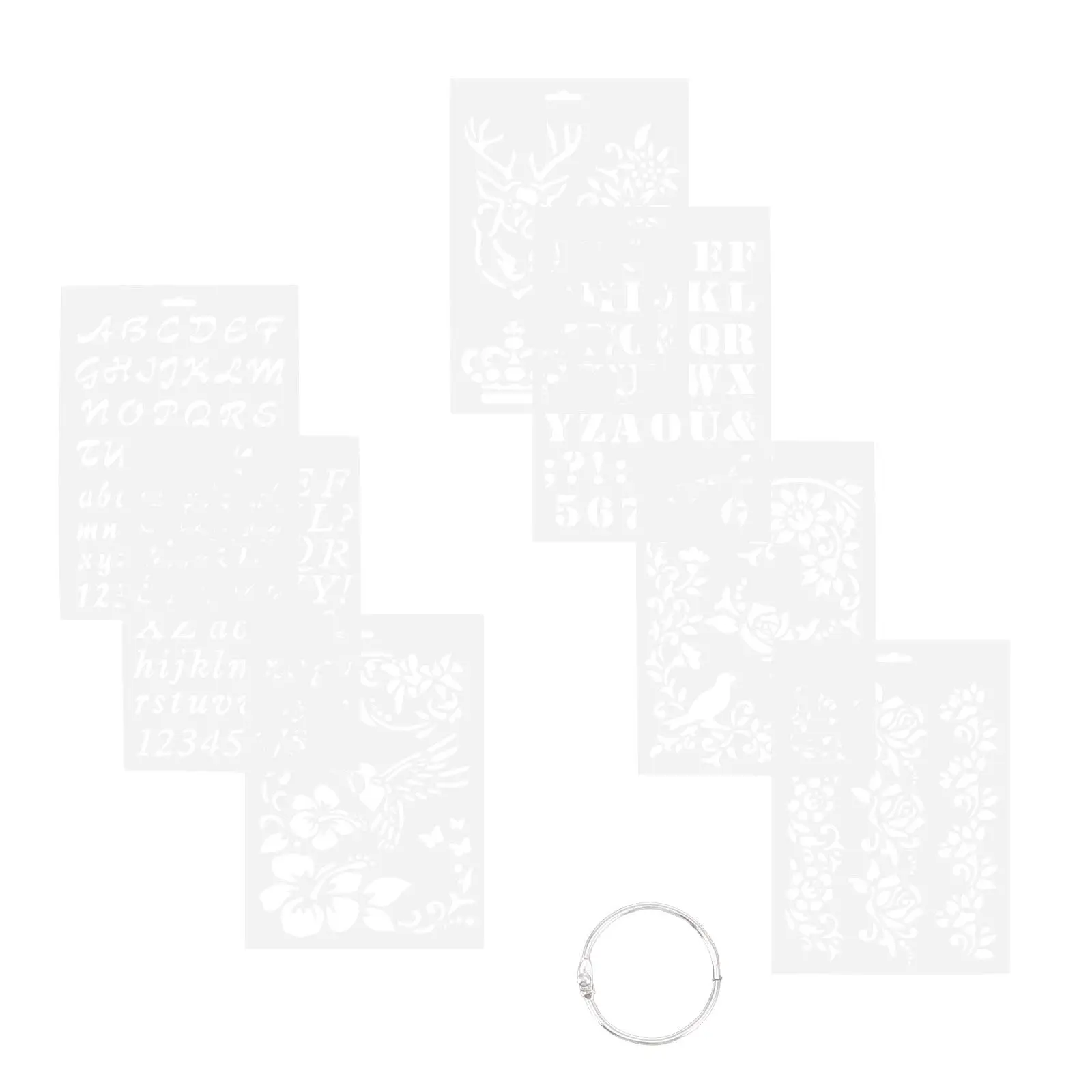 7Pcs Hollow-Out Painting Template Set Eco-Friendly Pet Drawing Stencil for DIY Craft Projects Scrapbook Greeting Cards