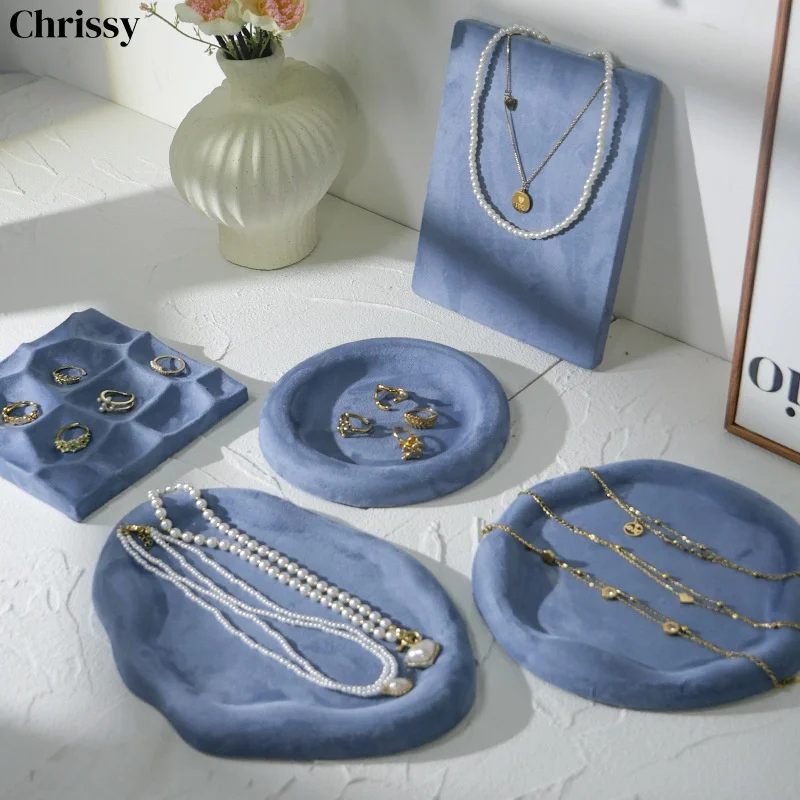 

Pink & Blue Jewelry Display Appraisal Tray, Earring Ring Necklace Holder, Store Counter Organizer & Photography Prop