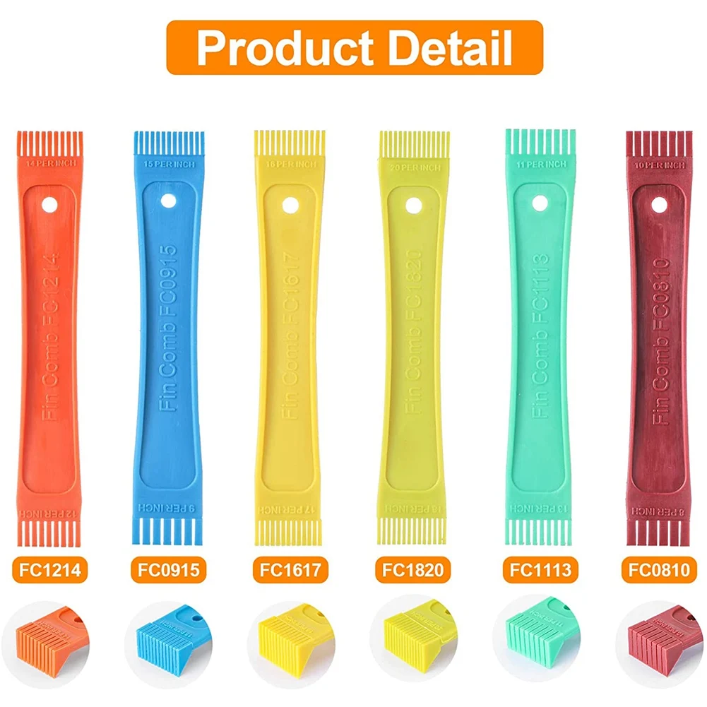 FCR6 Ring Fin Comb Set, Air Conditioner Fin Comb Straighten Evaporator Condensor Coils, AC Fin Comb Straightener