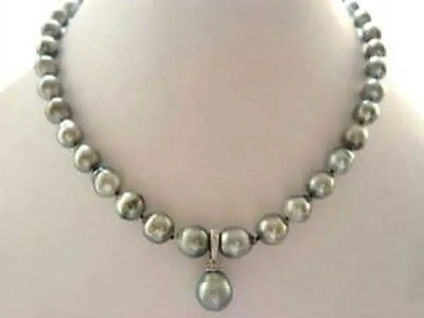 RARE High TAHITIAN 7-8mm PEARL NECKLACE WITH PENDANT 17“|inch