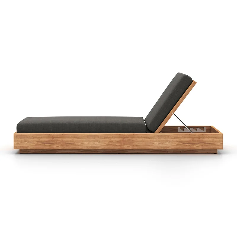

Modern light luxury, outdoor solid wood sofa, bed and breakfast, villa, swimming pool, beach, adjustable angle lounge chair