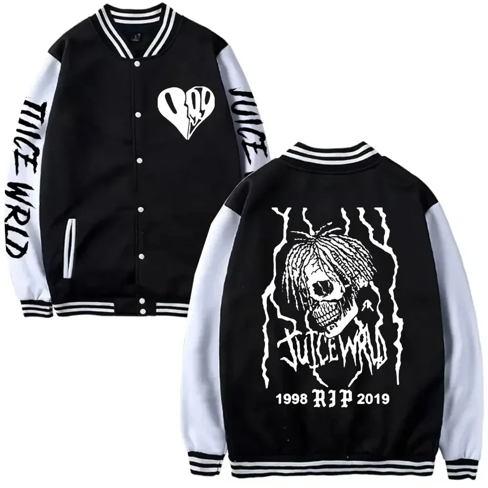 Juice WRLD Print Men Women Hip Hop Jacket Coat Sweatshirts Hoodie Baseball Uniform Streetwear Boys Girls Cardigan Tops Clothes