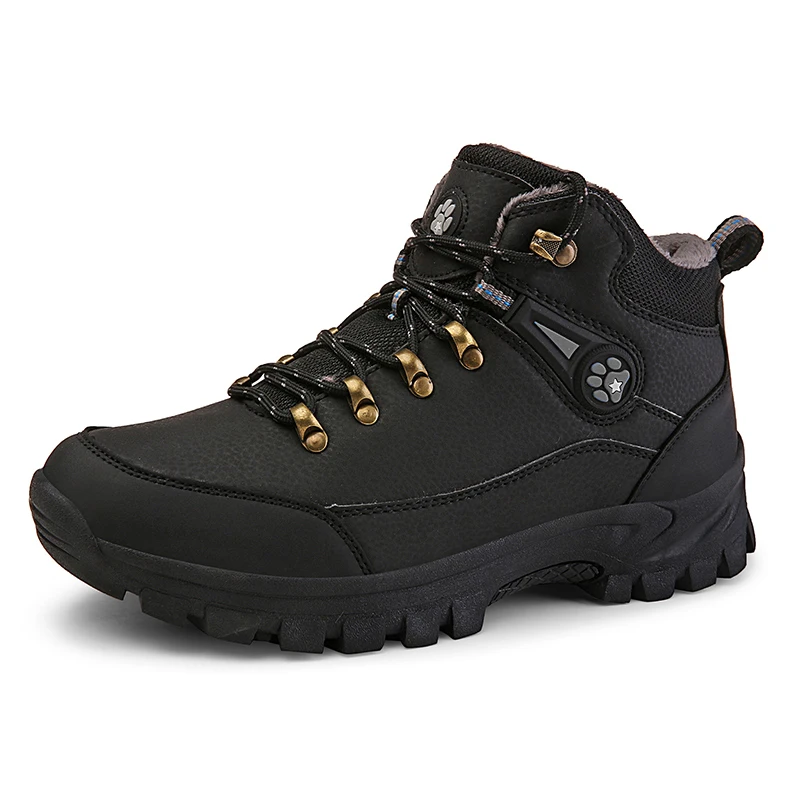 

Winter Hiking Shoes Men Boots Outdoor Mid-top Casual Anti-slip Plush Breathable Men Shoes Lace-up Thick-soled Sports Shoes Men