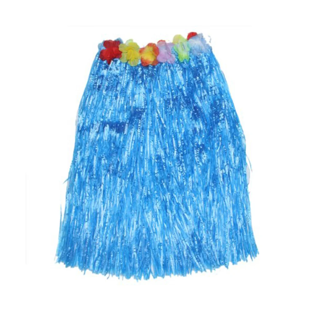 

40cm Hawaii Tropical Grass Skirt Hula Dance Bra Flower Bracelets Headband Necklace Elast Waistband Hawaii Grass Skirt