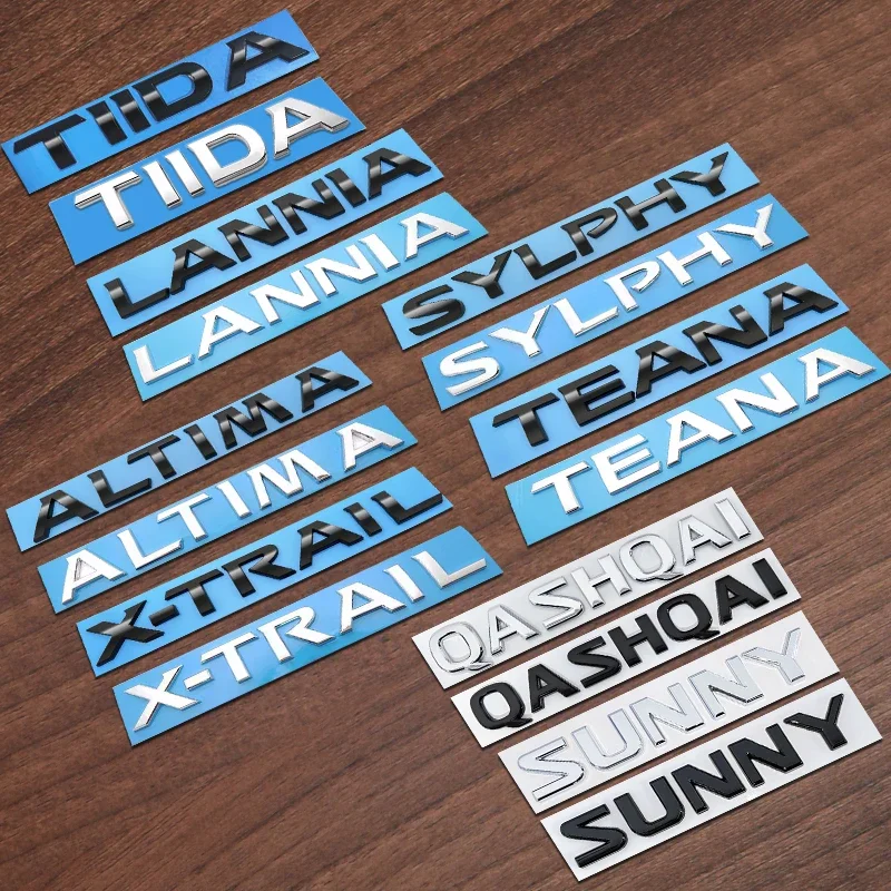 3D Chrome ABS ALTIMA LANNIA QASHQAI SUNNY SYLPHY TEANA TIIDA X-TRAIL Letter Logo Car Tail Trunk Decal Sticker Badge For Nissan