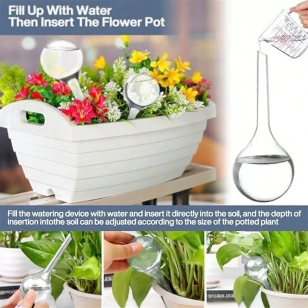 Picture 6: 10PCS Watering Globe Clear Automatic Watering Device Globes Vacation Houseplant Pot Waterer Flower Water Watering Plant Containe