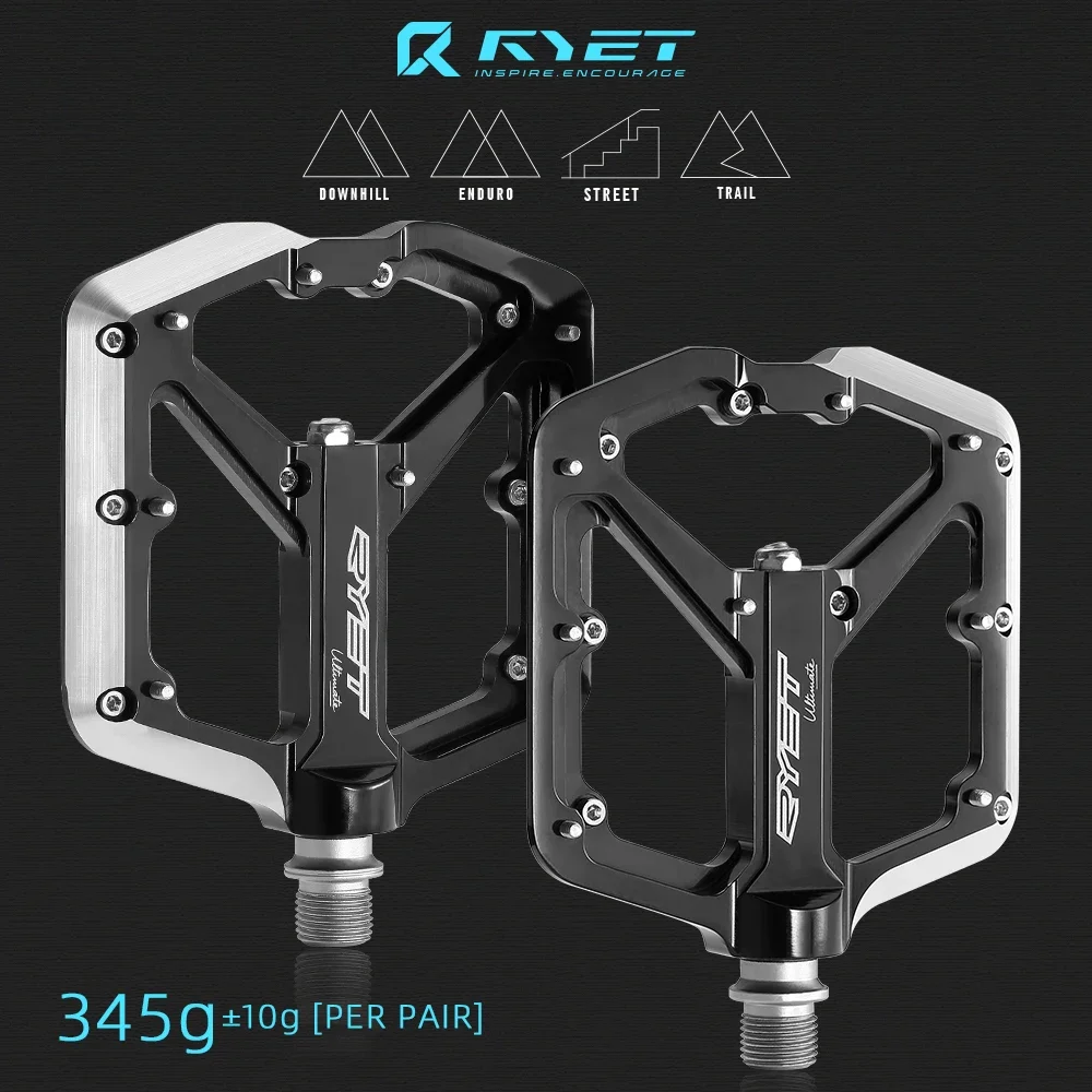 RYET MTB Bicycle platform Pedal Sealed DU Bearings Non-slip Flat Pedal Mountain Road Bike Cycling Alloy Platform Mtb Pedal