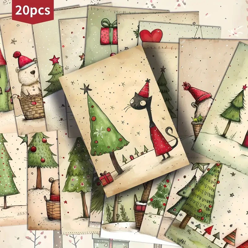 Weihnachtsgrußkarte, bezaubernde Seiten mit Illustrationen, ideal für Weihnachten, Erinnerung, Tagebuch, Dekoration, einzigartige Bastelbedarf