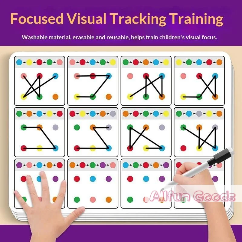 Reusable A4 Training Cards 12 Pages Visual Exercises For Kid's Memory And Concentration Hand-Brain Coordination Action Practice