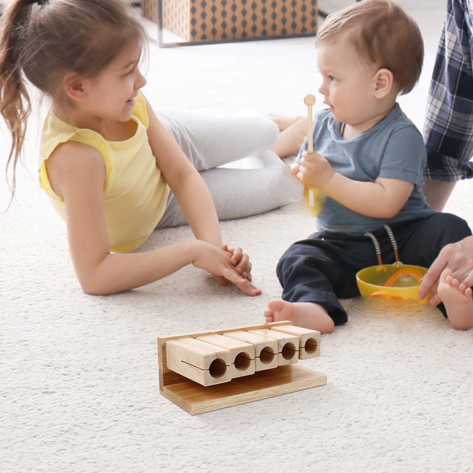 

1pcs Wooden Percussion Block For Musical Development Rhythm Creative Preschool Instruments Wood Block Hammer Toddler Music