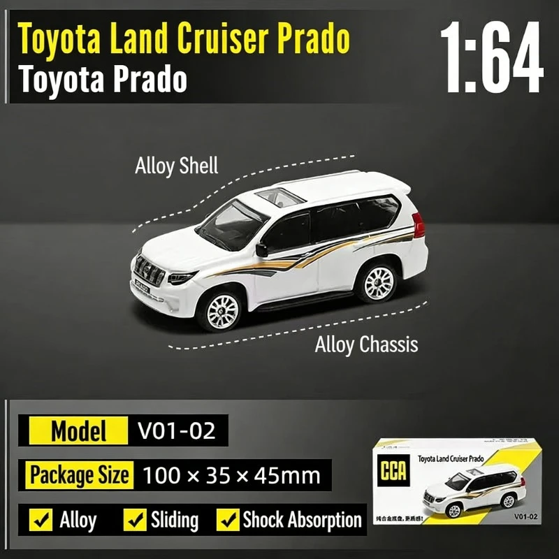 

1:64 Toyota Prado Exquisite Alloy Model Car Iron Base Shock Absorber Sliding Collectible Gift