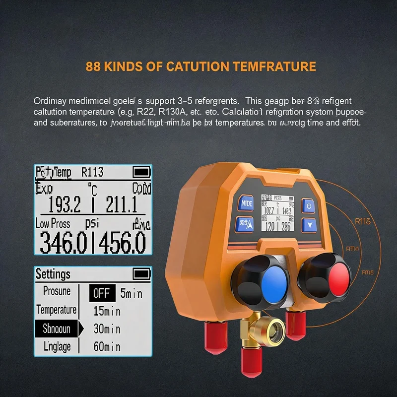Digital Manifold Gauge DMG-2SE Refrigerant Pressure Tester Car Air Conditioning HVAC 600PSI R410A R134a R1234yf