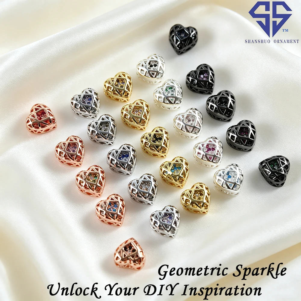SS Heart Copper-Set CZ Claw Setting Sew-On Rhinestones Crystal Multi‑Color Zircon For DIY Dress Craft Jewelry Accessories