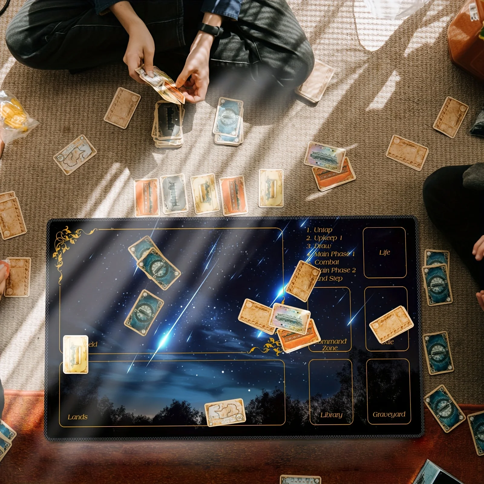 블루 스카이 메테오 스크래치 마우스 패드 24x14인치 TCG MTG 플레이 매트 미끄럼 방지 고무 매직 더 개더링 트레이딩 카드 러그용