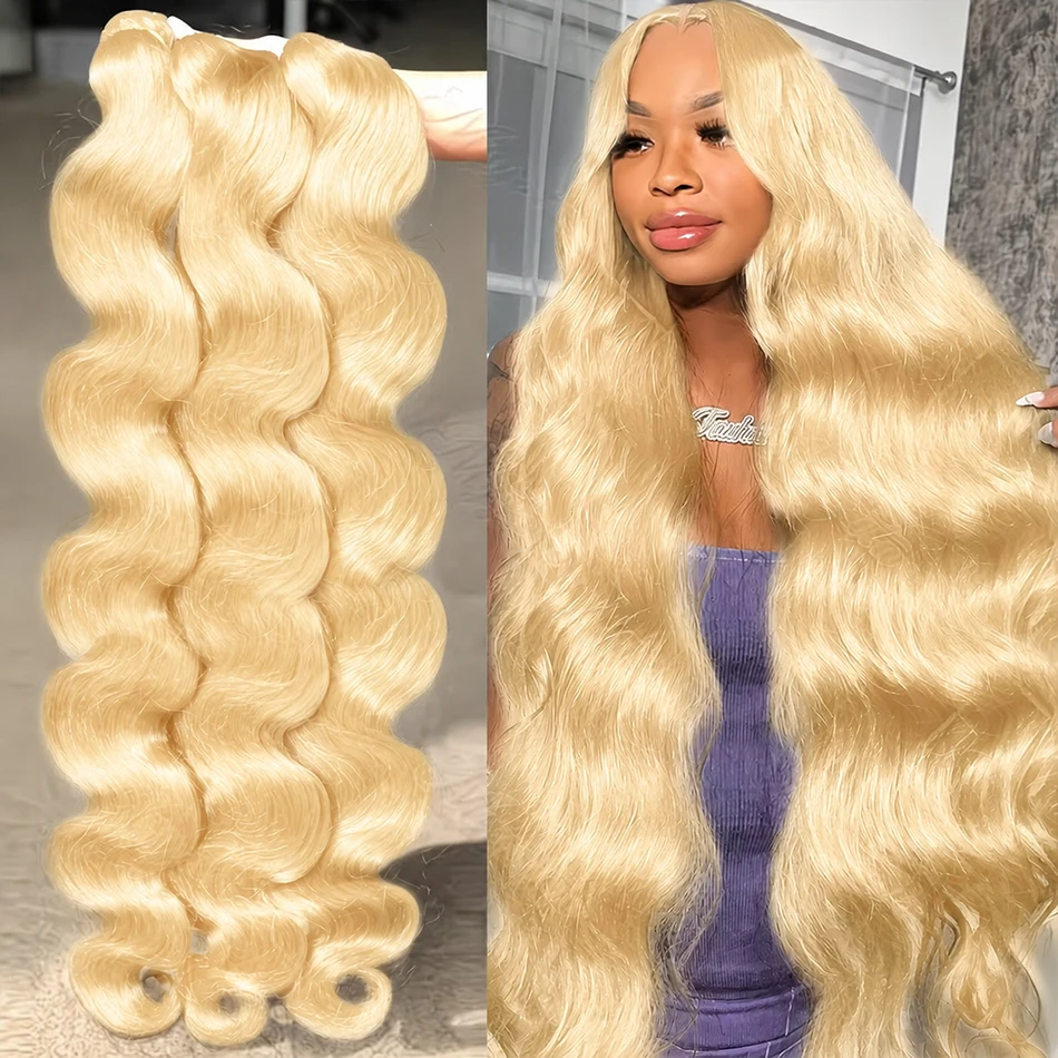 Extensiones de Cabello Humano Virgen Brasileño 613 Body Wave de 24, 26, 28, 30 Pulgadas, Grado 14A, Cabello Natural sin Procesar, 1/3/4 Paquetes, para Mujer