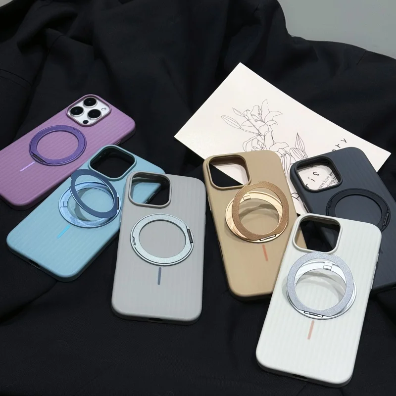 

For iphone 16 15 14 13 Pro Max Case Corrugated Pattern Extra Anti-slip Grip Tactile Feel Magnetic Wireless Charge PC Hard Cover