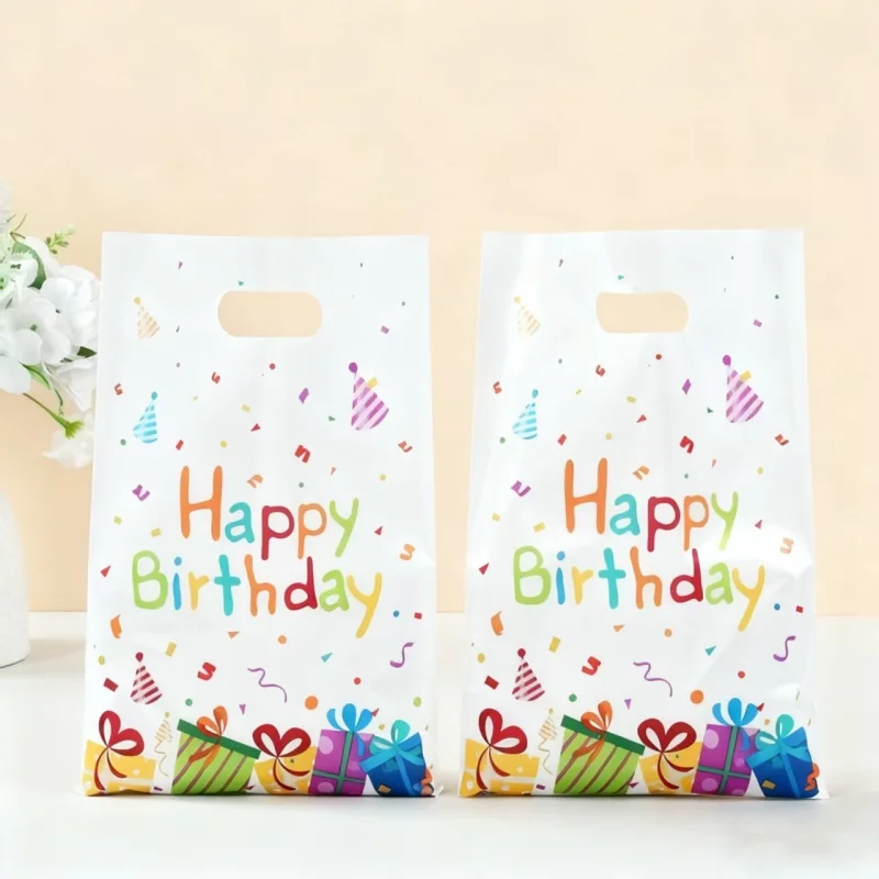 

100PCS Portable Cartoon Christmas Gift Bag DIY Wedding Party Snack Favor Bags For Kids Birthday Gift Handle Packaging Pouches