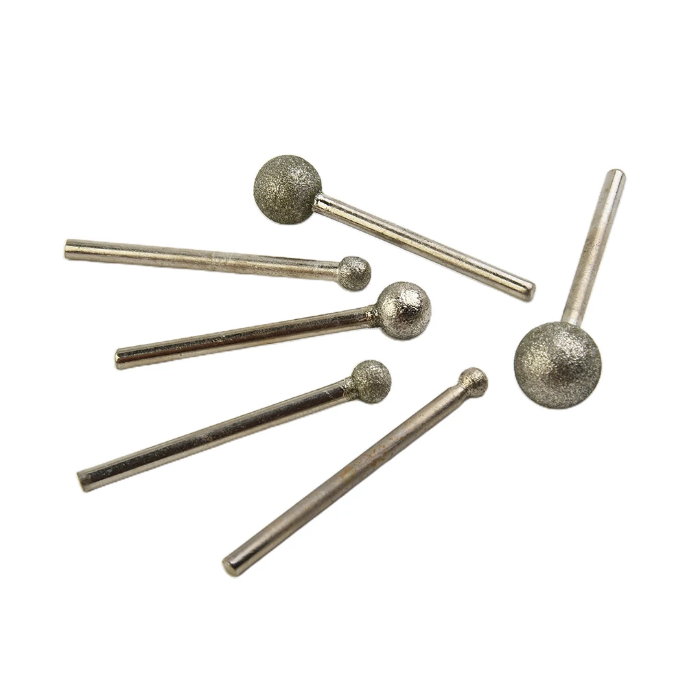 6 Stücke Beschichtete Schleifstifte Kugel 4-12mm Bohrer Grober Stein Bohren Metall Schleifwerkzeuge Diamant Runde Kugel Grat Bohrer Kit