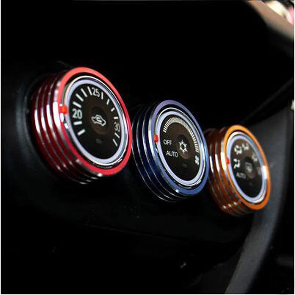 3pcs For Mitsubishi ASX Lancer Outlander Sport RVR Car Accessories Air Conditioning Heat Control Switch AC Knob Decorative Ring
