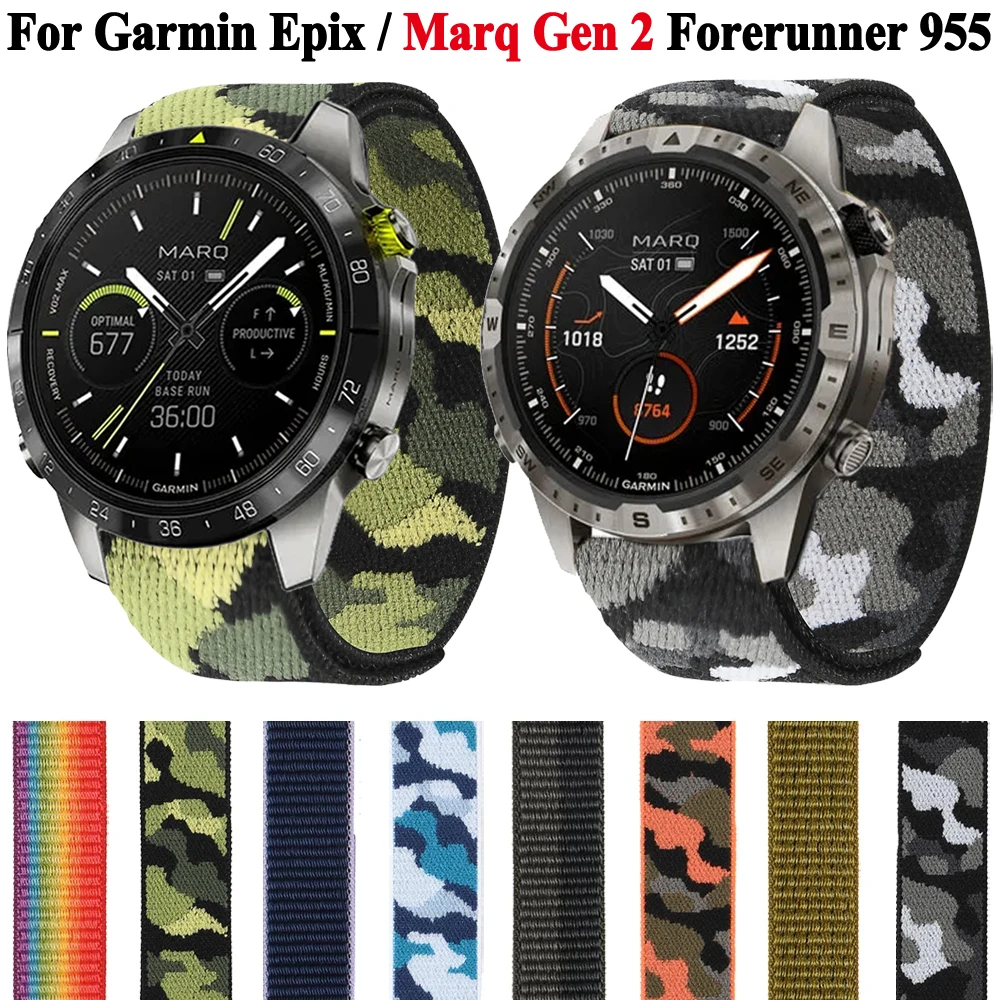 نايلون 22/26 مللي متر حزام ل Garmin Epix MARQ Gen 2 رياضي المغامر الطيار 2 Forerunner 955 945 935 حزام (استيك) ساعة سوار معصمه