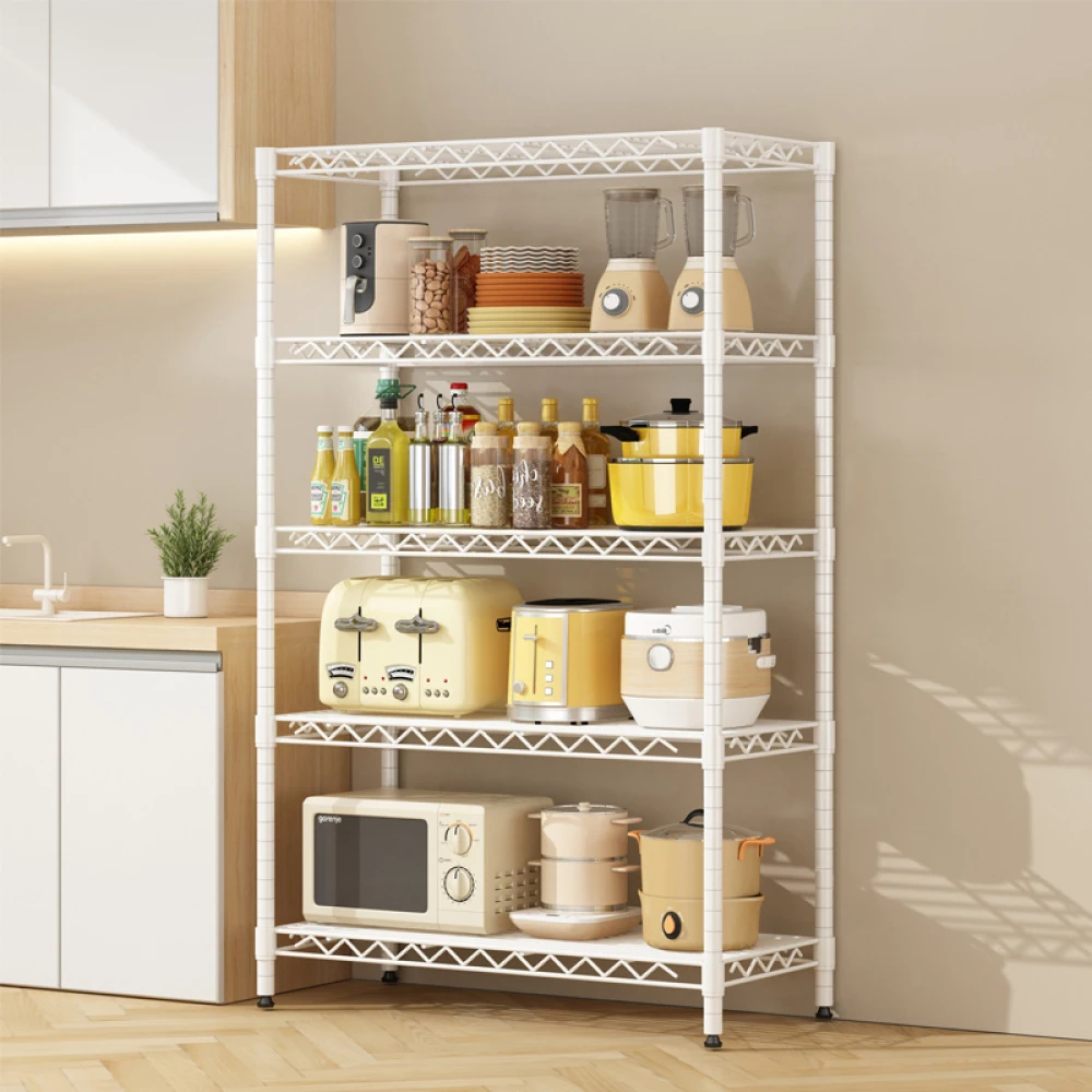 Wire Shelving Metal Storage Rack Adjustable Shelves, Standing Storage Shelf Units for Laundry Bathroom Kitchen Pantry Closet.