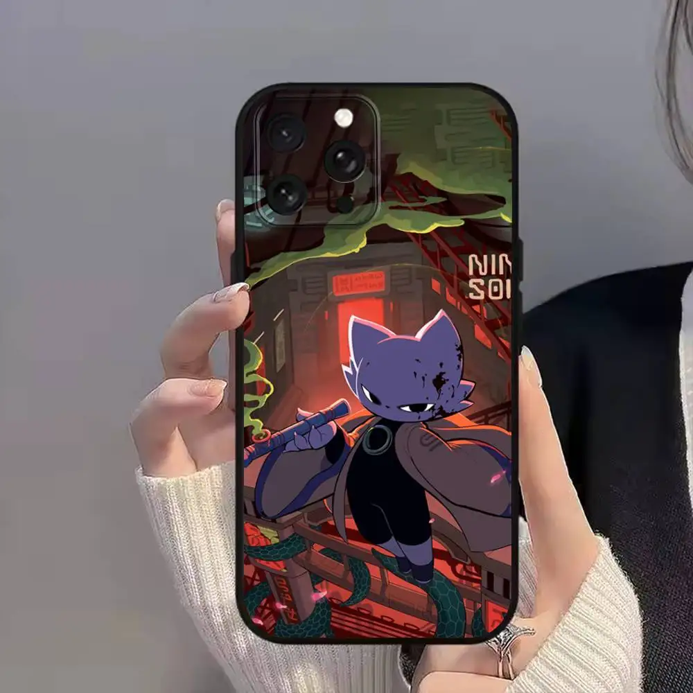 حافظة هاتف مطبوعة بالكامل من N-Nine Game S-Sols لهاتف iPhone 11,12,15,16,17,13,14,Pro,Max,Plus,E,Mini,Air,SE4 غطاء ناعم أسود