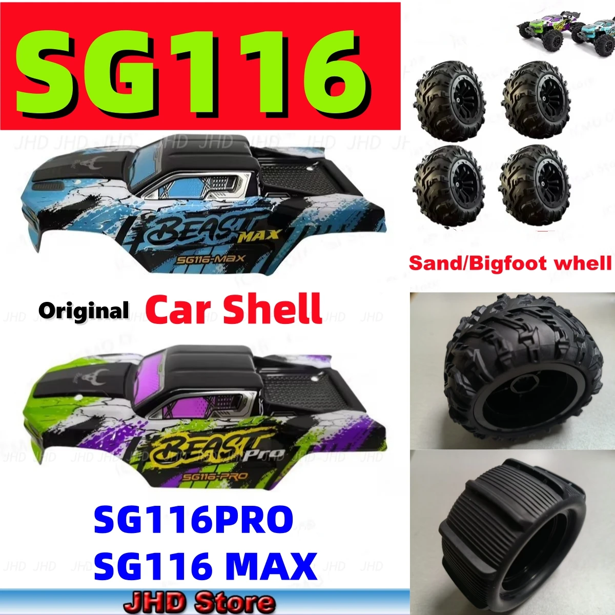 JHD SG116 MAX Wheel/Body For SG116MAX Shell Original Accessory ZLL Original SG116 Car Shell For SG116PRO Car Body Wheel