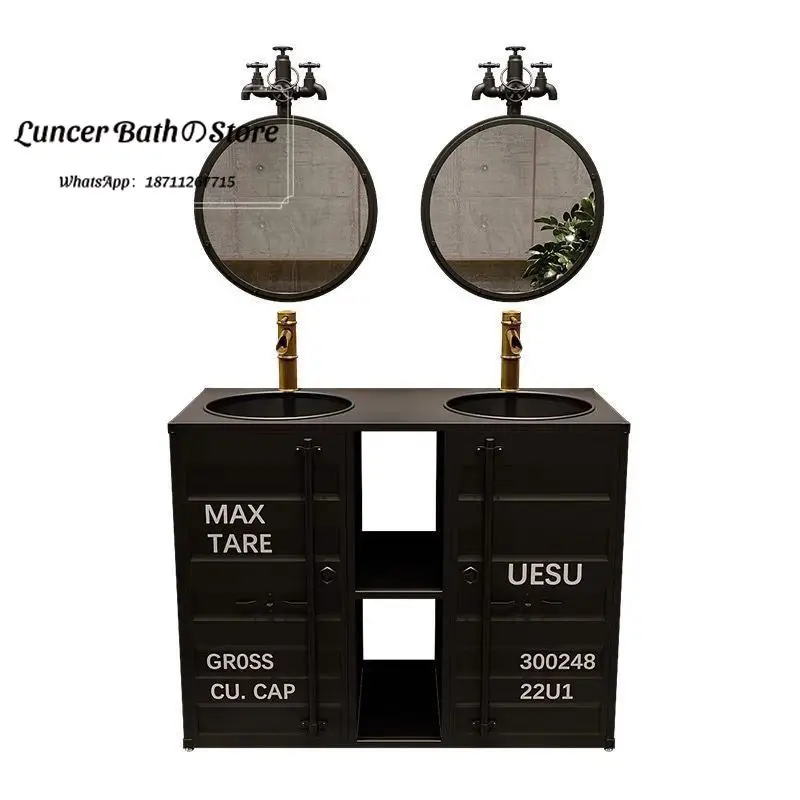 Restaurant Bar Industrial Sink, Container Style Floor Standing Hand Wash Basin for B&B, Integrated Washbasin with Storage
