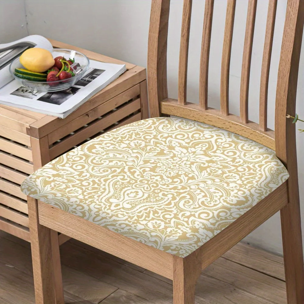 2/4/6pcs Chair Seat Slipcover,Paisley Print Elastic Chair Cover for Dining Room, Washable Modern Boho Furniture Protector
