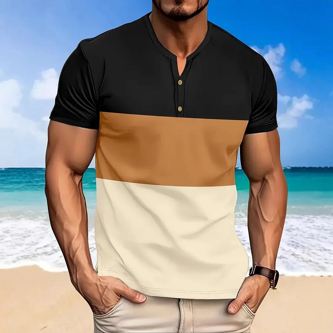 

Лето 2025 г., новая модная повседневная футболка в полоску с принтом для мужчин, уличный спорт, медленный бег, тренировочный топ с короткими рукавами