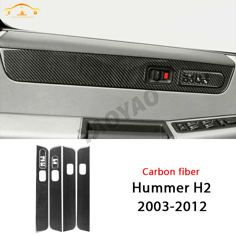 

Soft Carbon Fiber Car Interior Door Panel Armrest Trim Strip Seat Heating Switch Sticker Car Accessories For Hummer H2 2003-2012