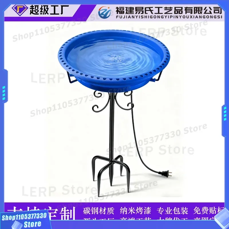 for Outdoor Metal Bird Bath Retro Freestanding Bird Bathtub with Piles Suitable for Garden Heating