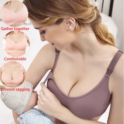 Reggiseno premaman senza fili anteriore aperto raccogliere insieme prevenire il cedimento senza cuciture 3D traspirante confortevole reggiseni per l'allattamento al seno Push Up