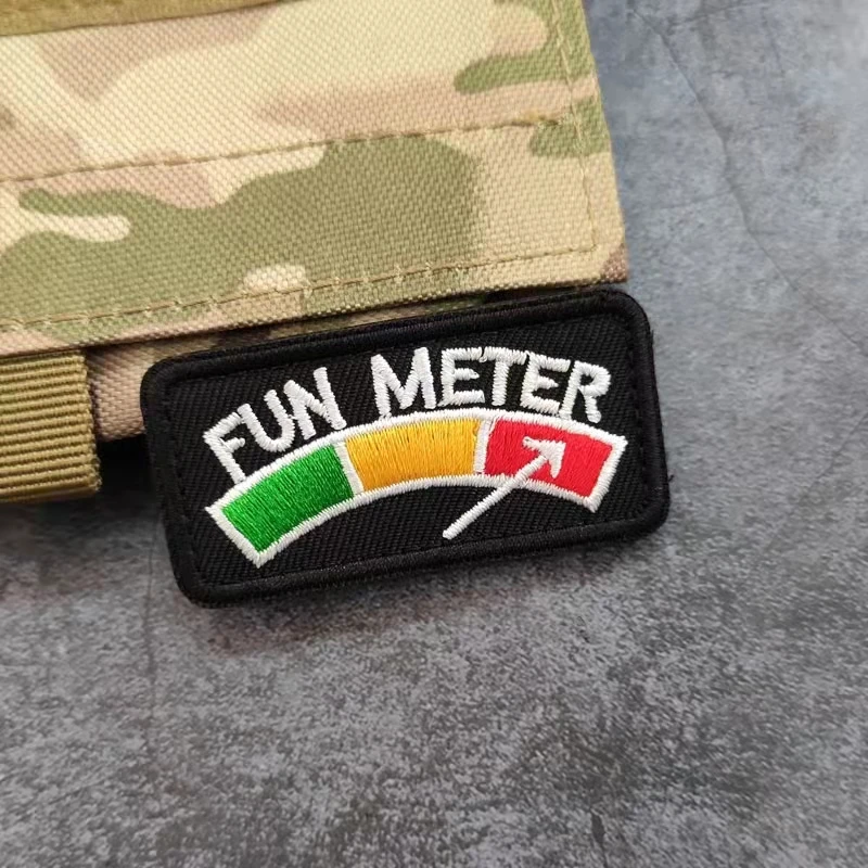 Fuel Gauge Embroidery Patches Creative Fun Meter Tactical  Badges Rectangular Pattern DIY Backpack Sticker For Clothing