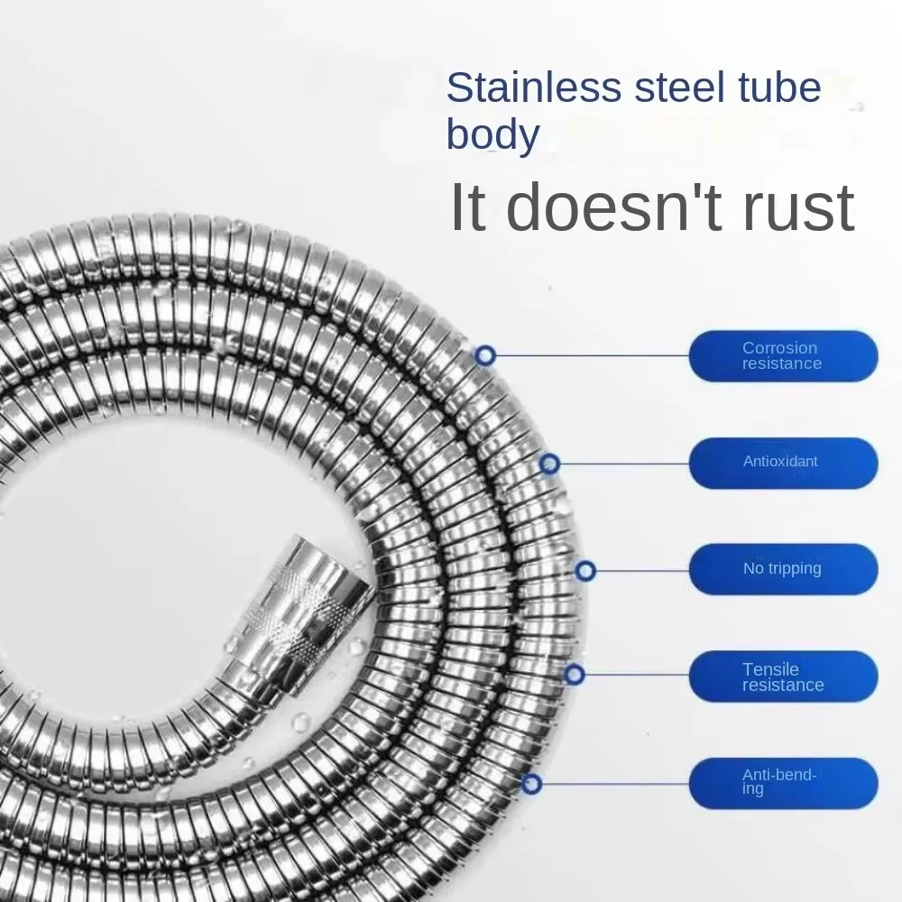 304 스테인리스 스틸 샤워 호스, 하이 퀄리티 수도꼭지 호스, 유연한 샤워 호스, 두꺼운 실리콘 욕실 3 계량기 샤워, 1.5m-5m