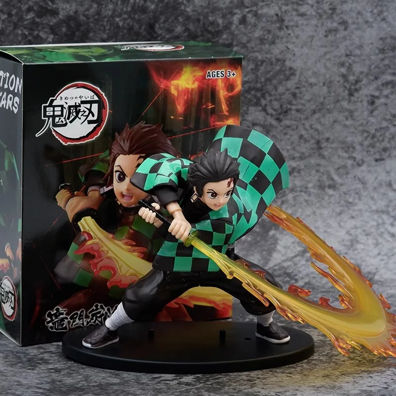 

Demon Slayer Anime Figures - Fighting Zenitsu Agatsuma,Fire God Tanjiro Kamado Cool Anime Collectibles, Desk PC Case Decorations