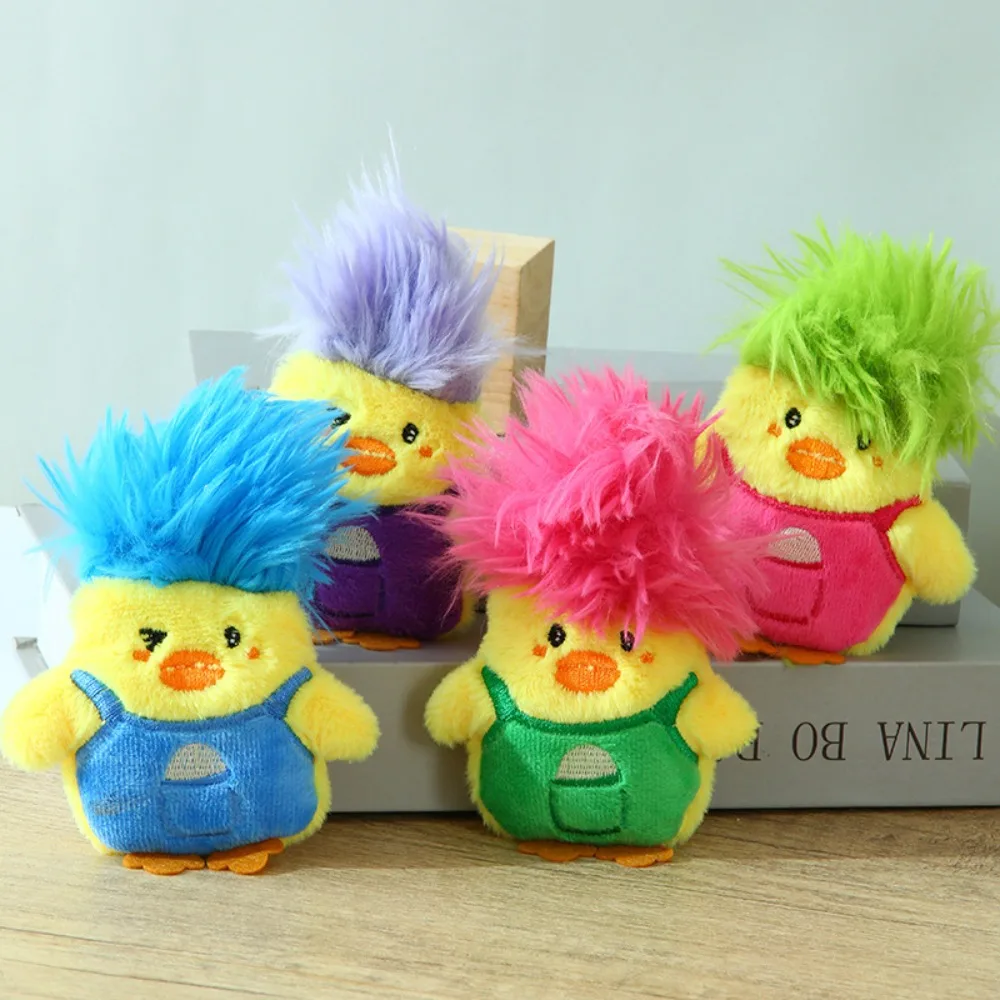 Cute PP Cotton Plush Duck Key Ring Cartoon Animal Explosive Hair Duck Keychain Yellow Ornaments Plush Doll Pendant Kids