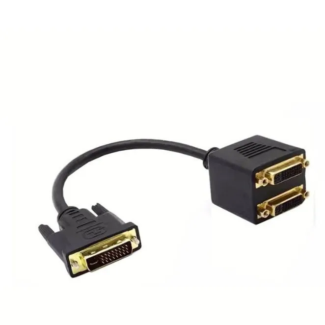 DVI 1 in 2 Out Splitter, 1080P High Resolution Male to Female Adapter Cable, Copper Core DVI Video Distribution Cord