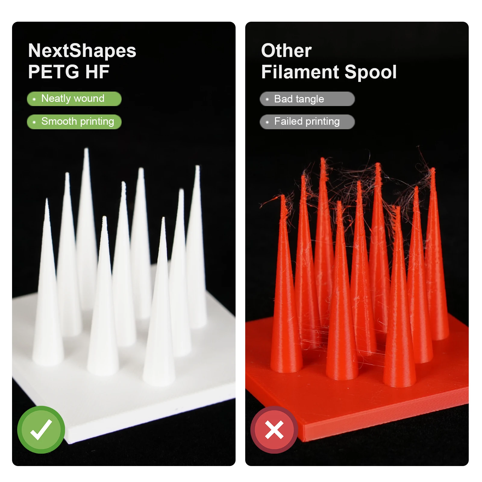 NextShapes PETG Filament 1KG 1.75mm +/-0.02MM 3D Printer Filament Neatly Wound Vacuum Packing Fits for Most FDM 3D Printers