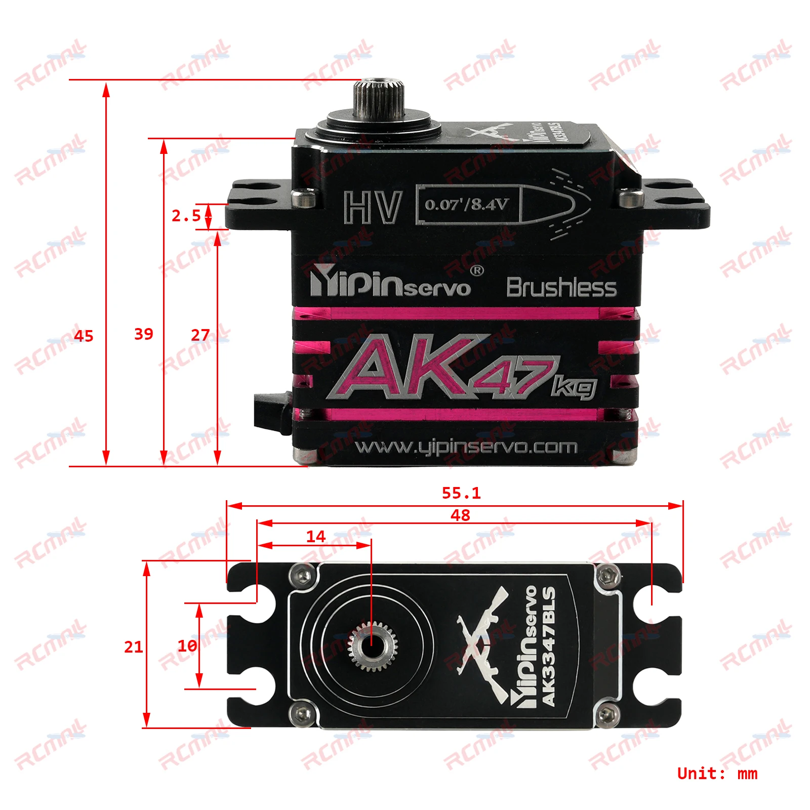 47kg デジタルサーボ 防水 IP67 高トルク ブラシレスサーボモーター メタルギア ロボット RCカー トラクサス TRX4 アキシャル SCX10用