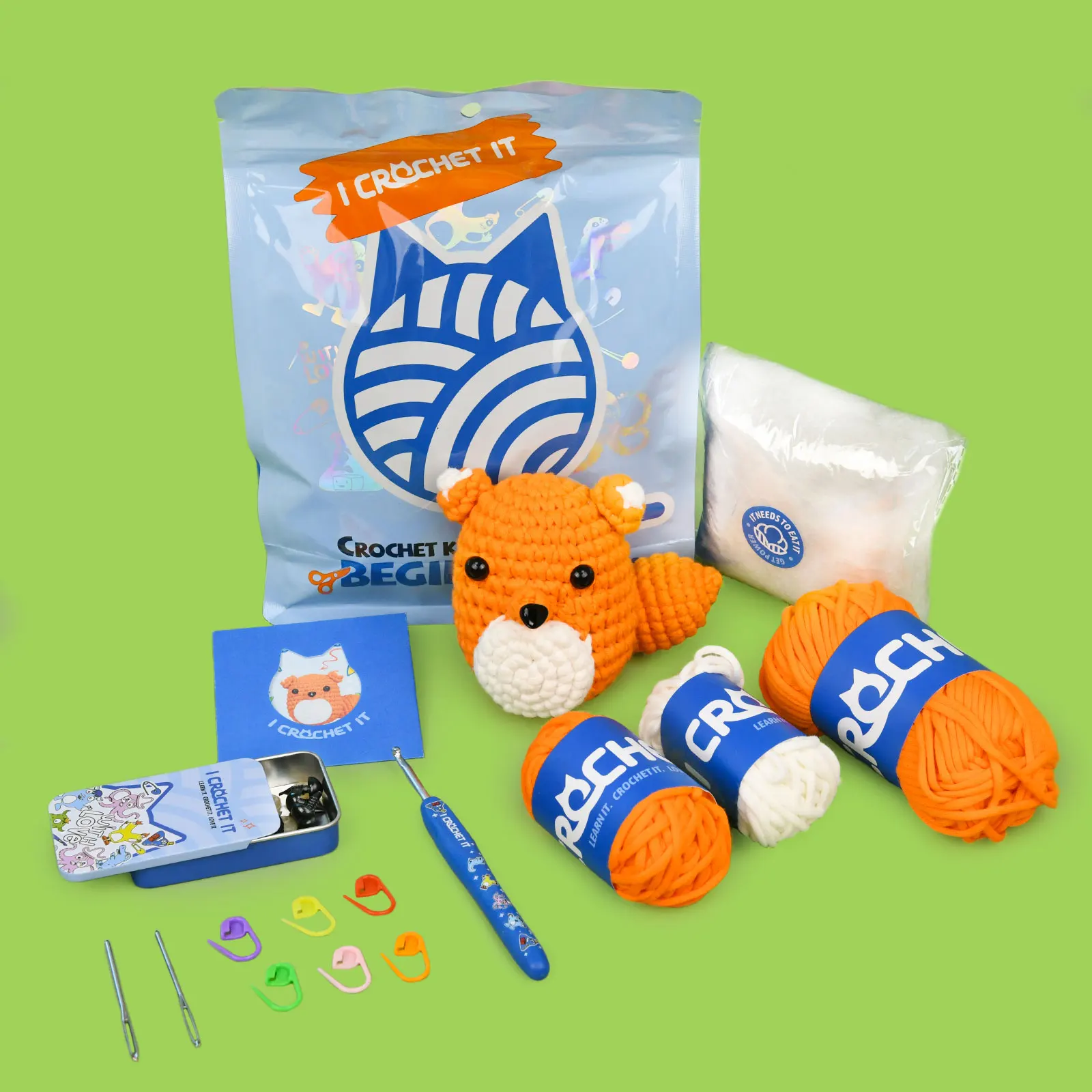 1 Set fox Crochet Kit, Includes English Instructions And Detailed Tutorial Videos, Perfect For Beginners