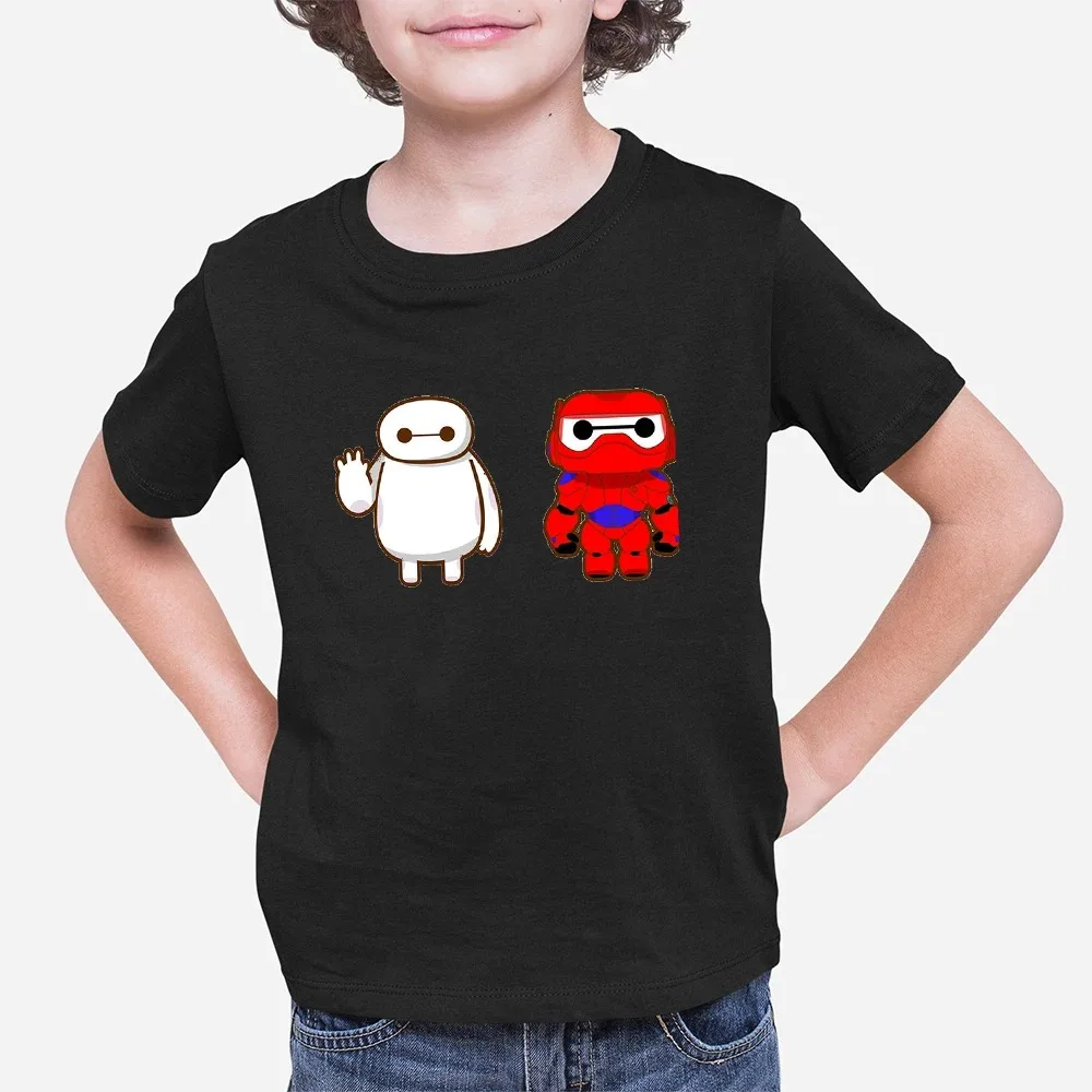 Disney Kawaii Baymax Graphic Tee Shirt Enfant Garcon Europe Fashion Big Hero 6 Tops Brand Children's Clothing Oversized Casual