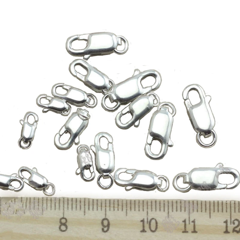 5pcs Standard 925 silver Clasps Bracelets Necklaces Hook Rectangle Argent Close Jump Ring Jewelry Fittings Craft Making Supplies