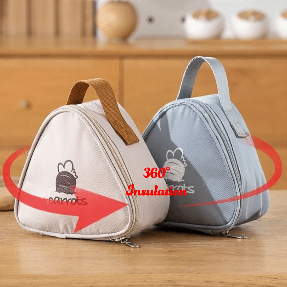 Triangular Shape Portable Breakfast Bag Waterproof Material Thickened Design Insulated Lunch Bag Handheld Style Small Size