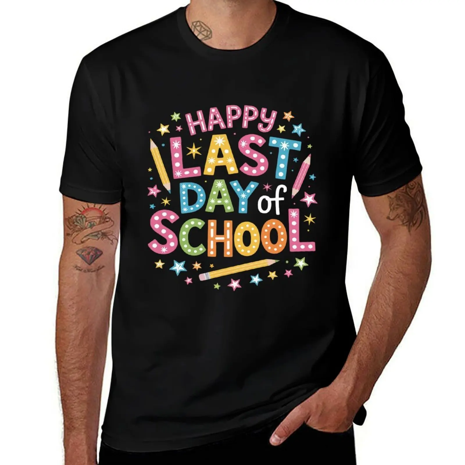 

Happy Last Day Of School End Of Year Retro Teacher Student T-Shirt summer tops cute tops new edition tee shirts for men