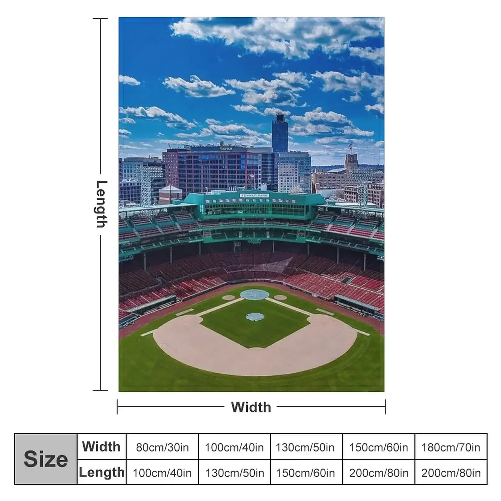 Fenway, Boston baseball stadium, ball field, outfield view, Boston Skyline, beantown Throw Blanket