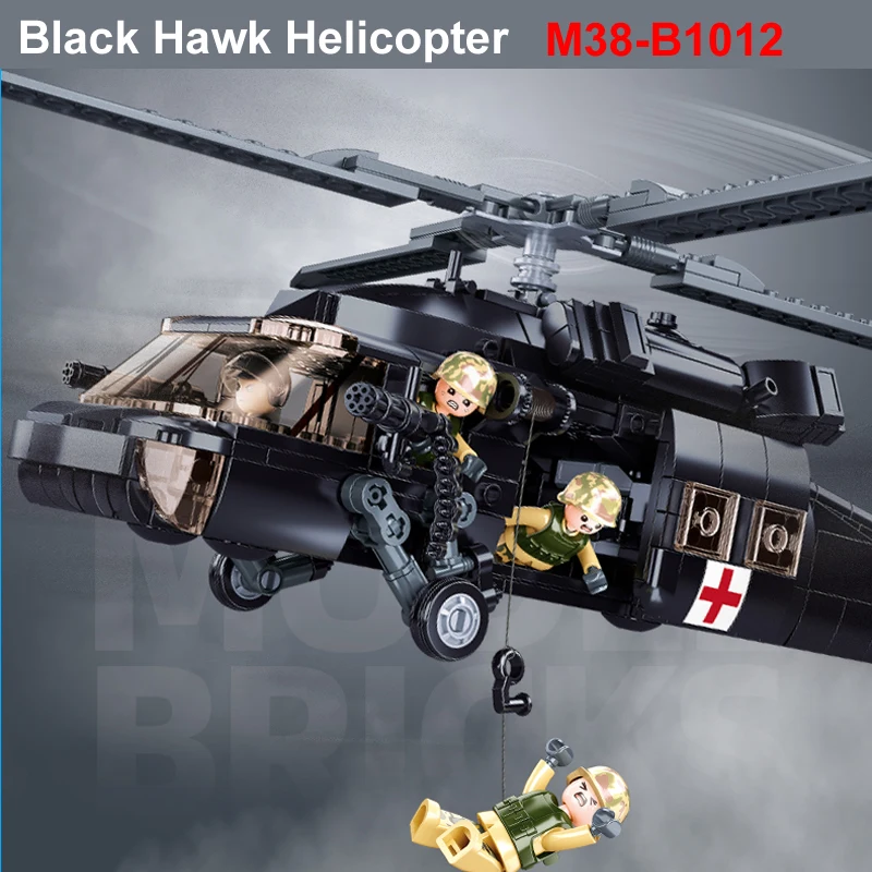 692 PCS WW2 New Military Army Weapon Black Hawk Helicopter Fighter Building Blocks Creative Soldier Bricks Toys For Kid Boy Gift