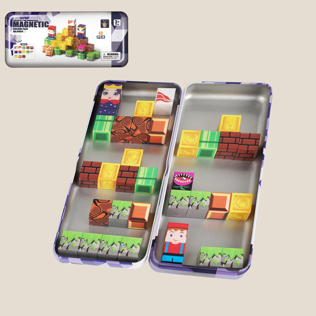 كتل مغناطيسية صغيرة مجموعة سفر ألعاب أطفال مكعبات مغناطيسية بناء البناء لعبة الجذعية صندوق حديد محمول ألعاب تعليمية هدية عيد الميلاد