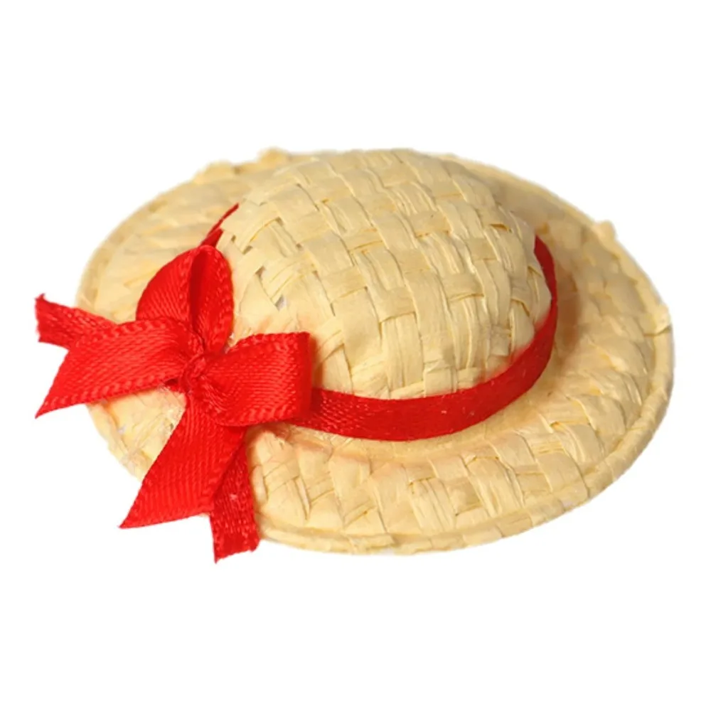 Criativo tamanho em miniatura casa material de palha em miniatura proteção solar chapéu de palha design artesanal diy boné de sol acessórios